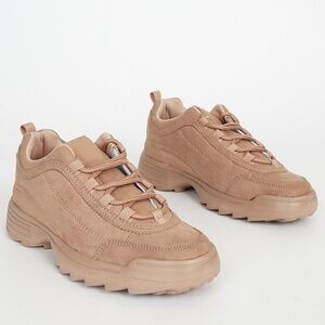 Lulus Anatola Taupe Suede Lace-up Sneakers - Size 8